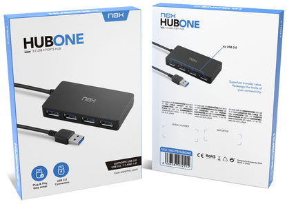 Hub NOX Lite One USB-A a 4xUSB-A Negro (NXLITEHUBONE)