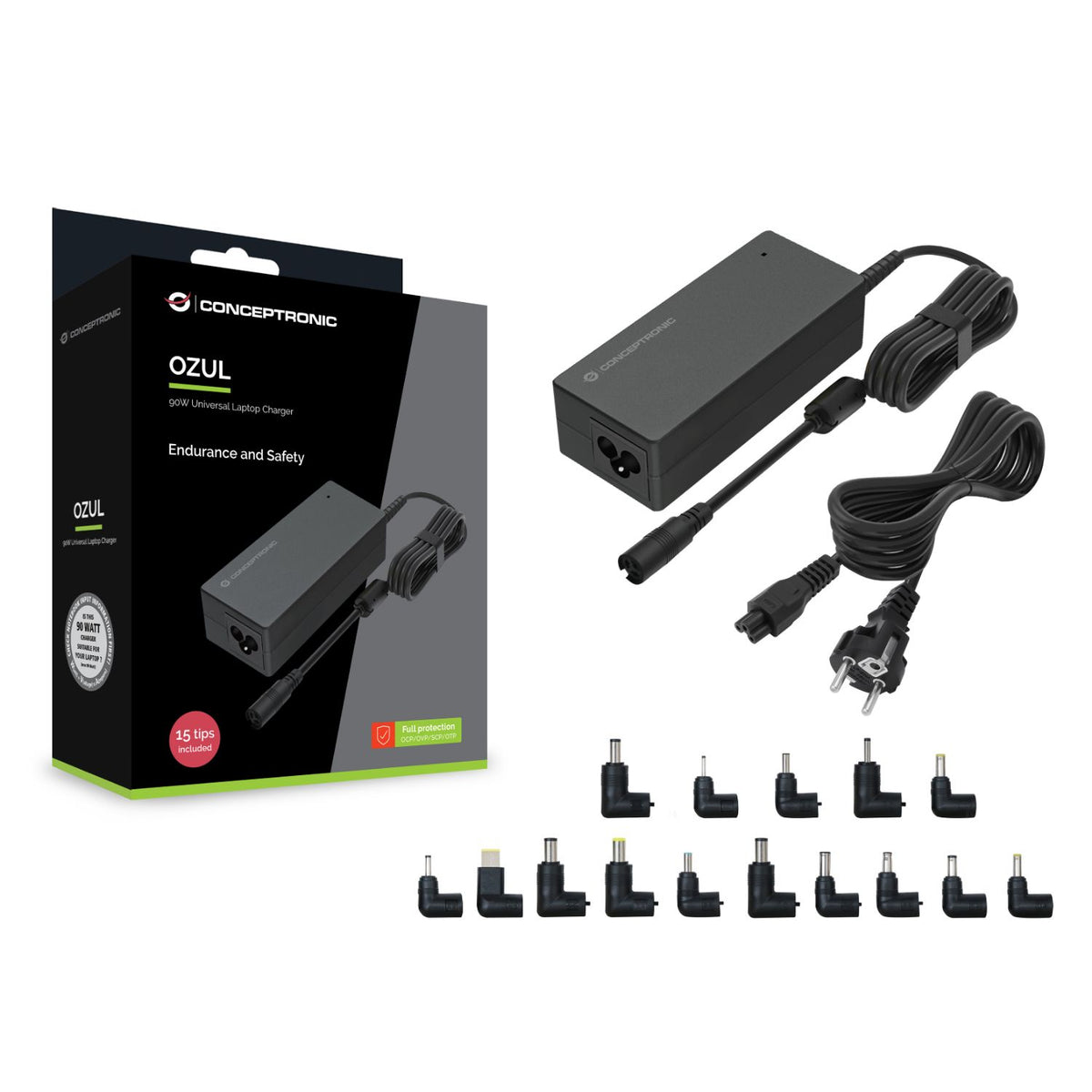 Cargador CONCEPTRONIC para portátil 90W (OZUL08B15)