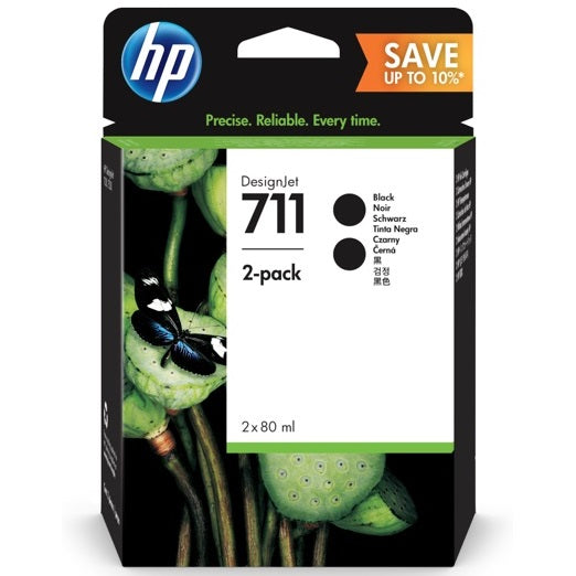 HP P2V31A Black 2-Pack Original Ink Cartridges - 711