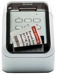 Impresora de Etiquetas Profesional Ql-810W USB 2.0 Wifi Tecnologia Termica Directa Impresion 110 Etiquetas por Minuto Impresion Codigos Barras Impresion Logotipos Corte Automatico Ancho Maximo 62mm Impresion Negro y Rojo con el Rollo Dk22251 Admite Rollo
