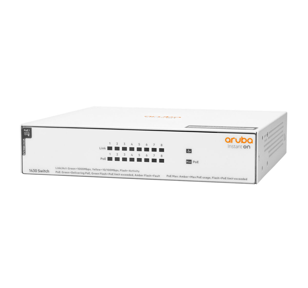 Switch HP Aruba 1430 8xRJ45 GbE PoE 64W Blanco (R8R46A)