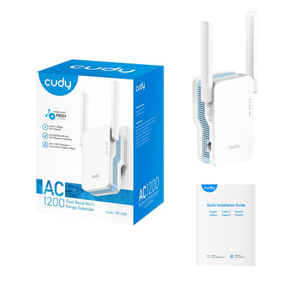 Mesh CUDY AC1200 WiFi DualBand 1xRJ45 Blanco (RE1200)