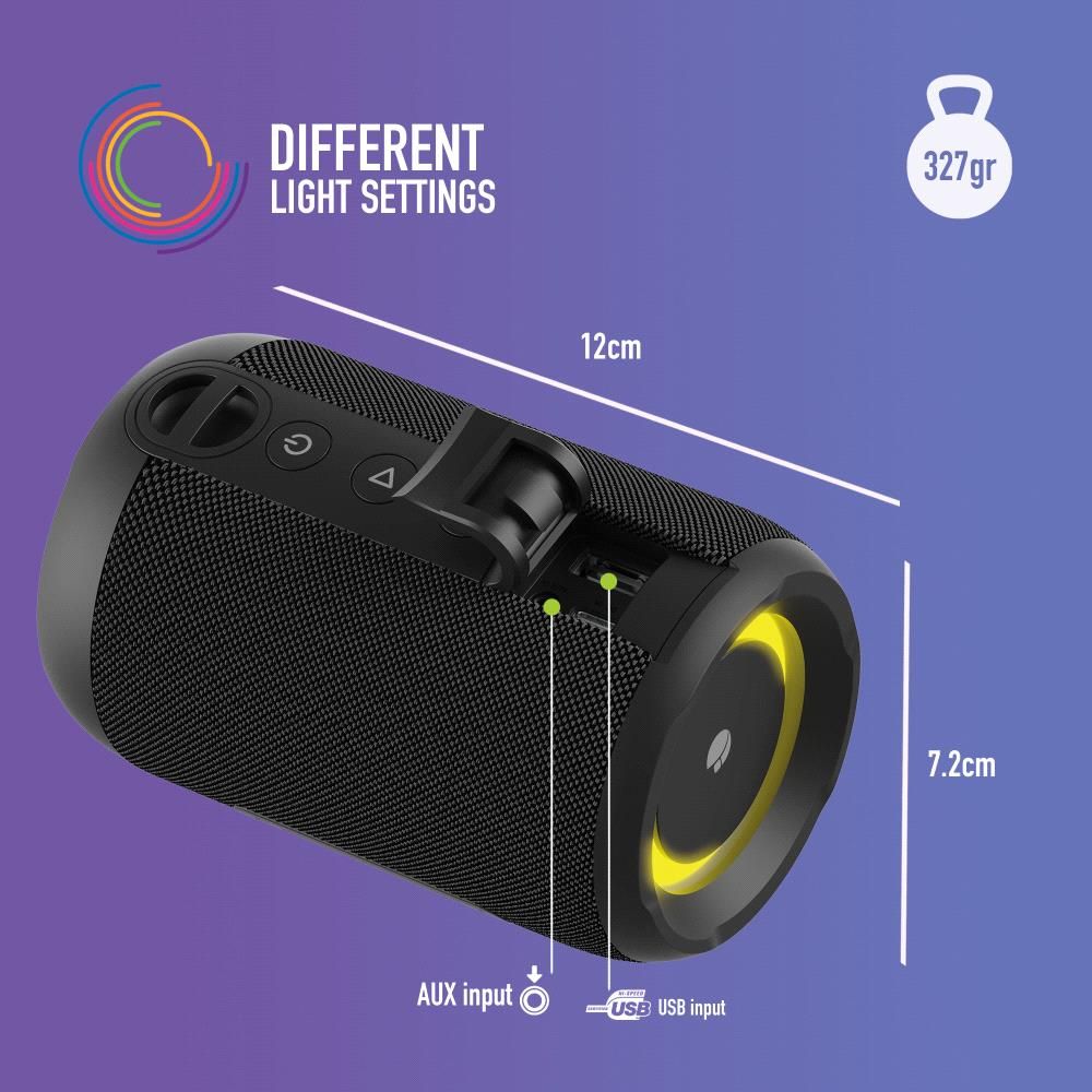 Altavoz NGS 20W BT TWS RGB (ROLLERFURIA2TINYBLACK)