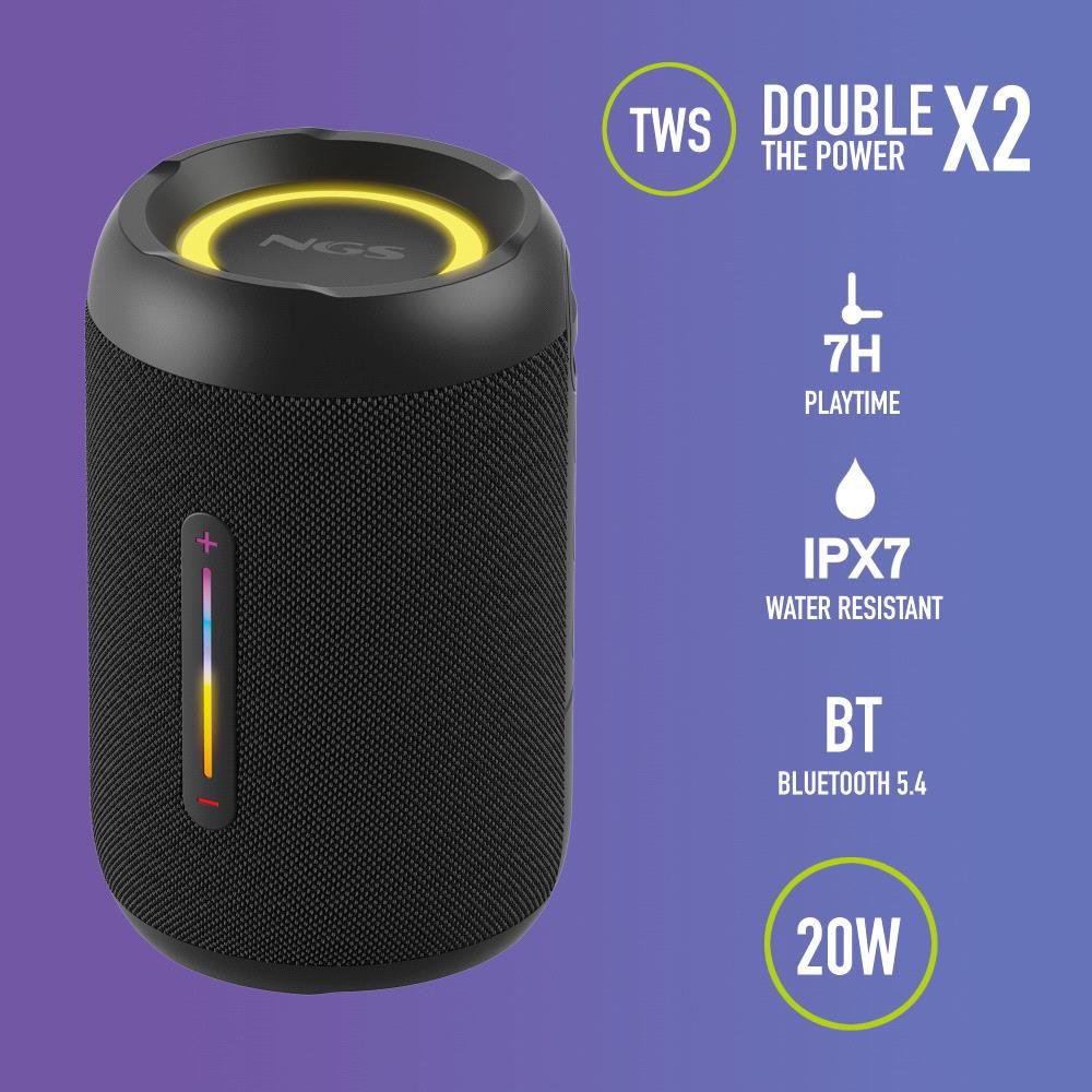 Altavoz NGS 20W BT TWS RGB (ROLLERFURIA2TINYBLACK)