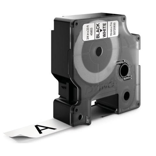 Dymo D1 45803 Cinta de Etiquetas Original para Rotuladora - Texto Negro sobre Fondo Blanco - Ancho 19mm x Largo 7m
