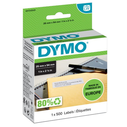 Dymo LabelWriter 11352 Etiquetas Originales Multiusos Autoadhesivas - 25x54mm - 500 Unidades - S0722520. 25mm * 54mm (500 unidades) - vista 2