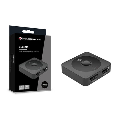 Switch CONCEPTRONIC 2xHDMI 4K/60Hz Negro (SELENE01B)