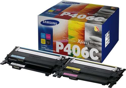 Samsung CLP360/CLX3305 Pack de 4 Cartuchos de Toner Originales - CLT-P406C/SU375A. 1x 1.500 Paginas / 3x 1.000 Paginas