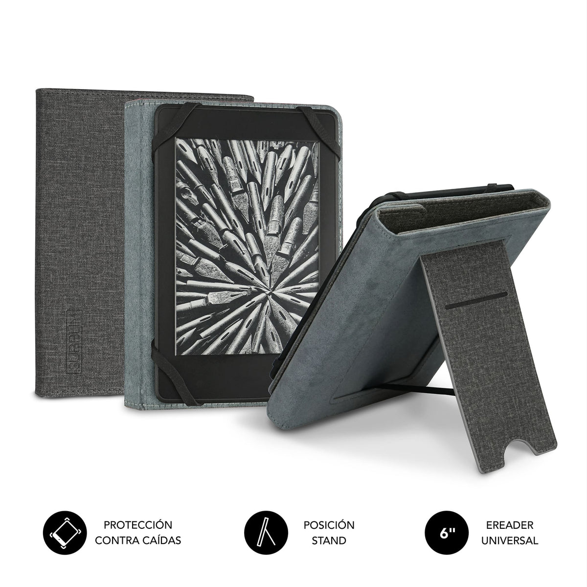 Funda Libro SUBBLIM Clever eBook 6" Gris (CUE-1EC100) (SUB-CUE-1EC100)