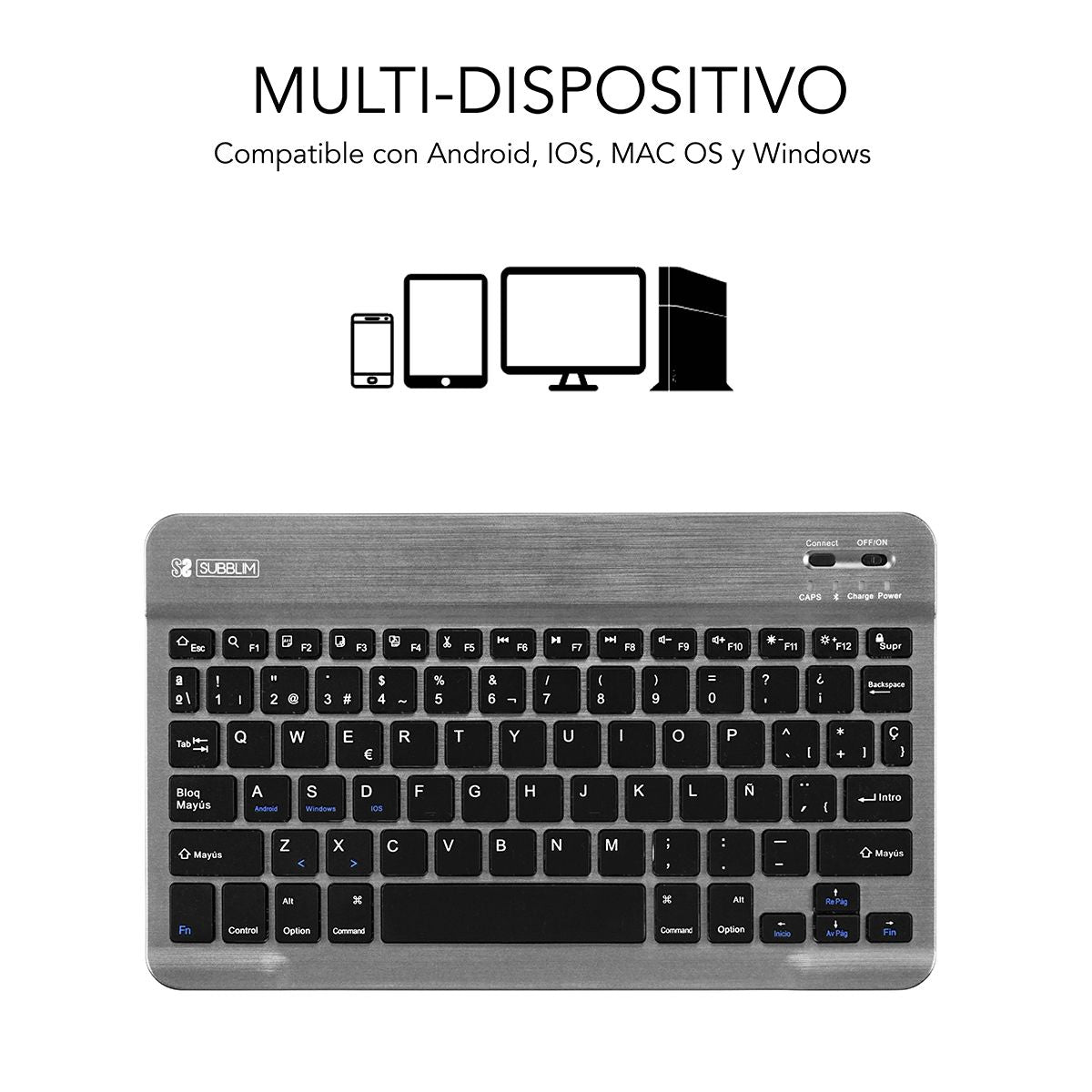 Teclado SUBBLIM Bluetooth Negro/Gris (SUB-KBT-SM0002)