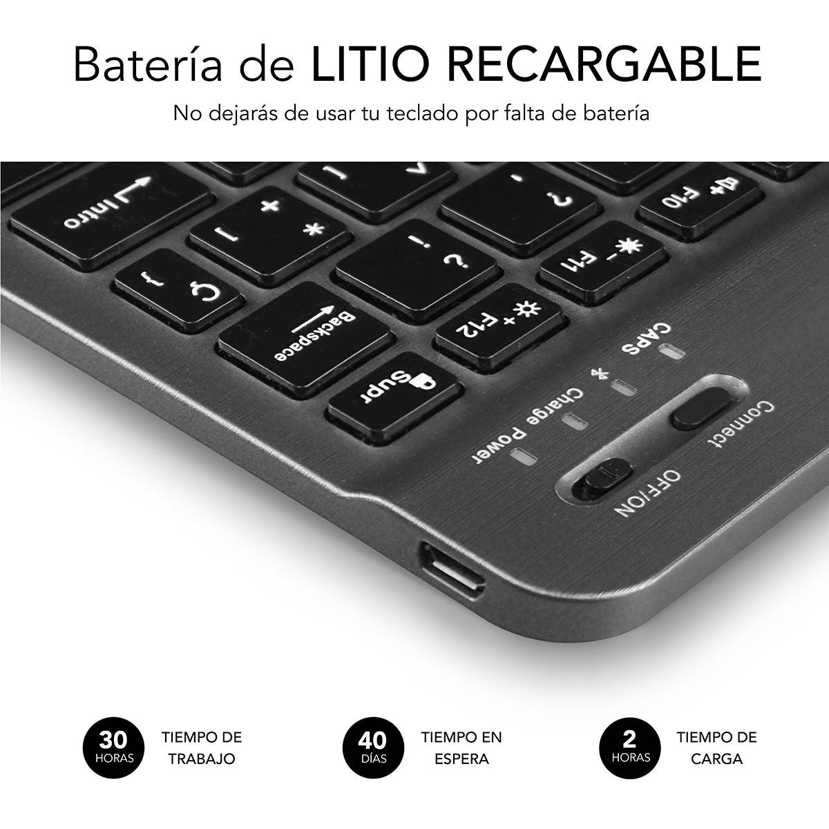 Teclado SUBBLIM Bluetooth Negro/Gris (SUB-KBT-SM0002)
