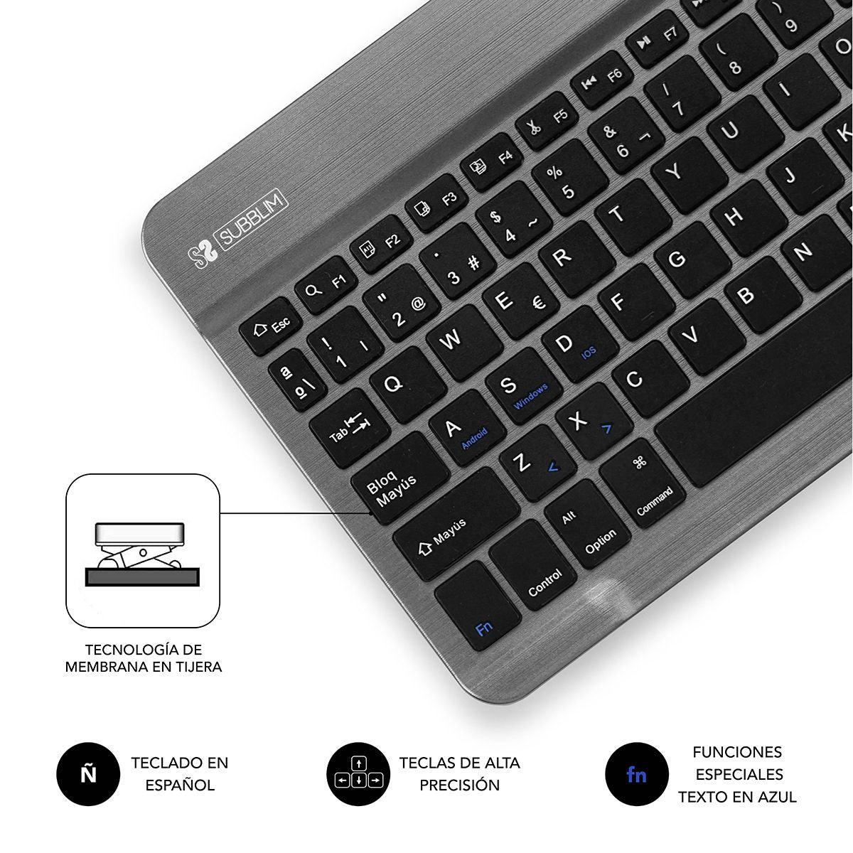 Teclado SUBBLIM Bluetooth Negro/Gris (SUB-KBT-SM0002)