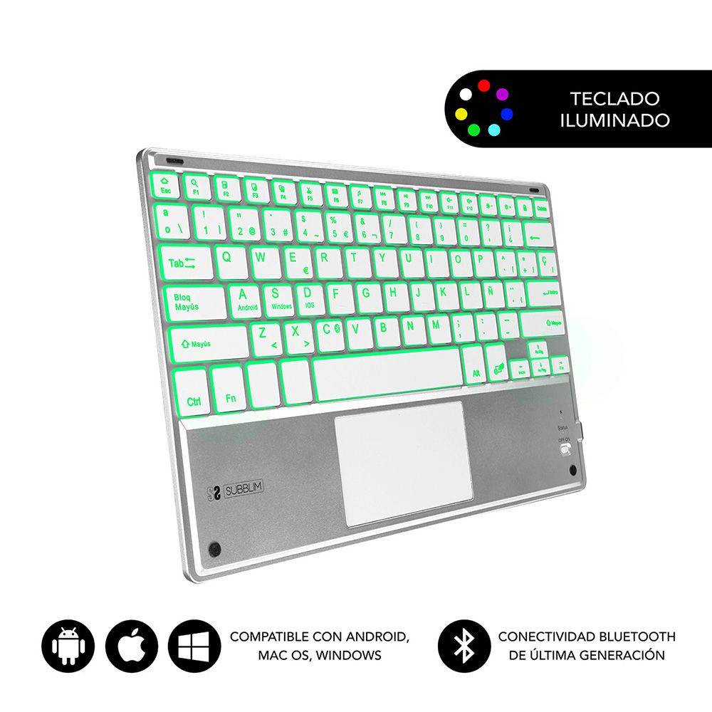 Teclado SUBBLIM Retroiluminado BT Plata(SUB-KBT-SMBT50)