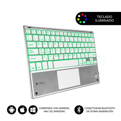 Teclado SUBBLIM Retroiluminado BT Plata(SUB-KBT-SMBT50)