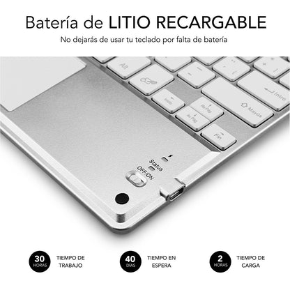Teclado SUBBLIM Retroiluminado BT Plata(SUB-KBT-SMBT50)