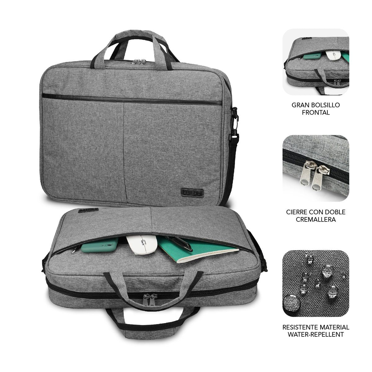 Maletín SUBBLIM Elite 15.6" Poliéster Gris (3ELB010)