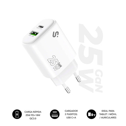 SUBBLIM 25W USB-A USB-C Wall Charger (SUBCHG-6G2510)