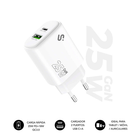 SUBBLIM 25W USB-A USB-C Wall Charger (SUBCHG-6G2510)