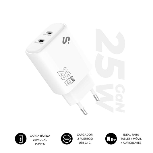 SUBBLIM GaN 25W 2xUSB-C Wall Charger (SUBCHG-6G2520)