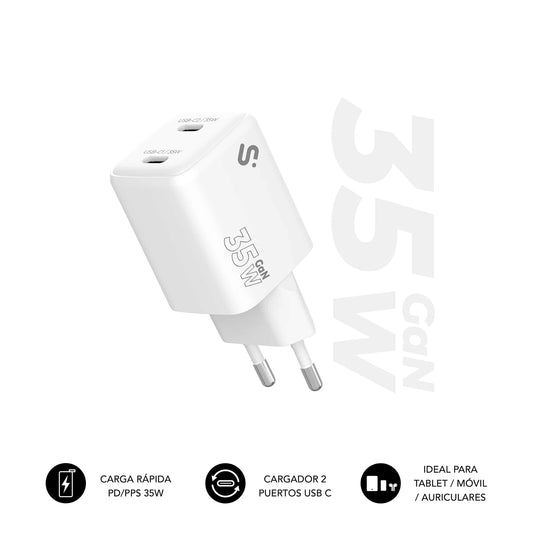 SUBBLIM GaN 35W 2xUSB-C Wall Charger (SUBCHG-6G3520)