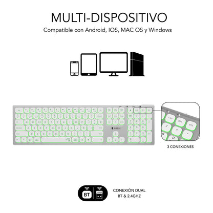 Teclado SUBBLIM Master BT Plata/Blanco (SUBKB-3MIE300)