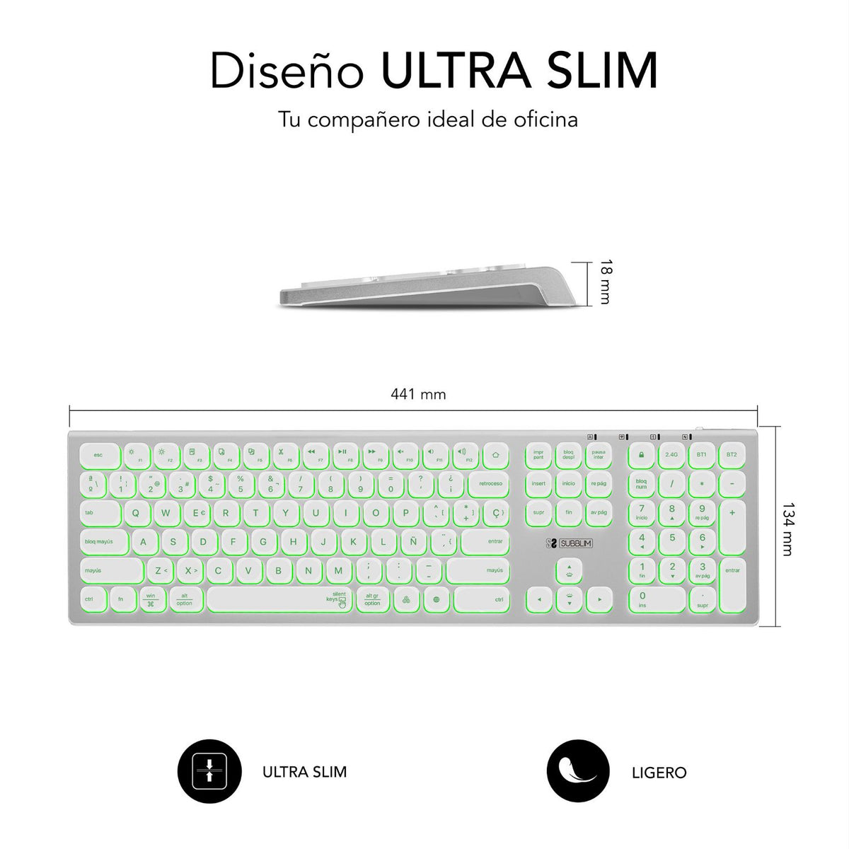 Teclado SUBBLIM Master BT Plata/Blanco (SUBKB-3MIE300)