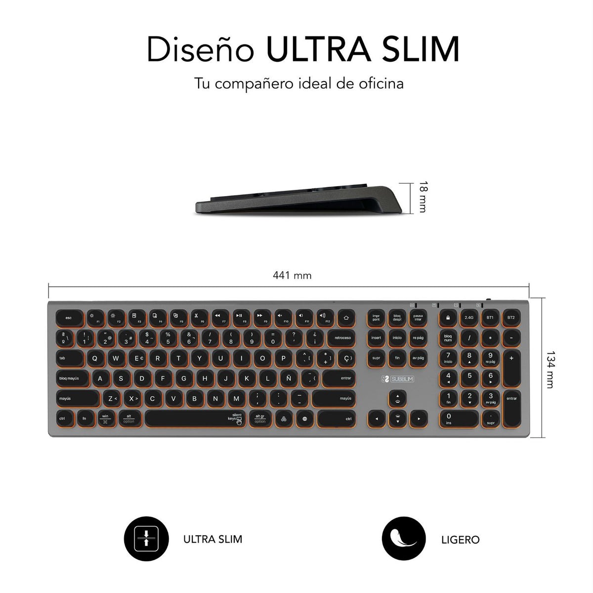 Teclado SUBBLIM Master BT Negro/Gris (SUBKB-3MIE310)
