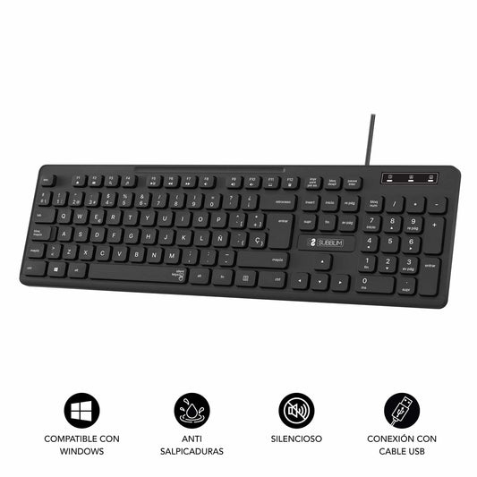 SUBBLIM Slim Silent Black Keyboard (SUBKBC-0SSK50)