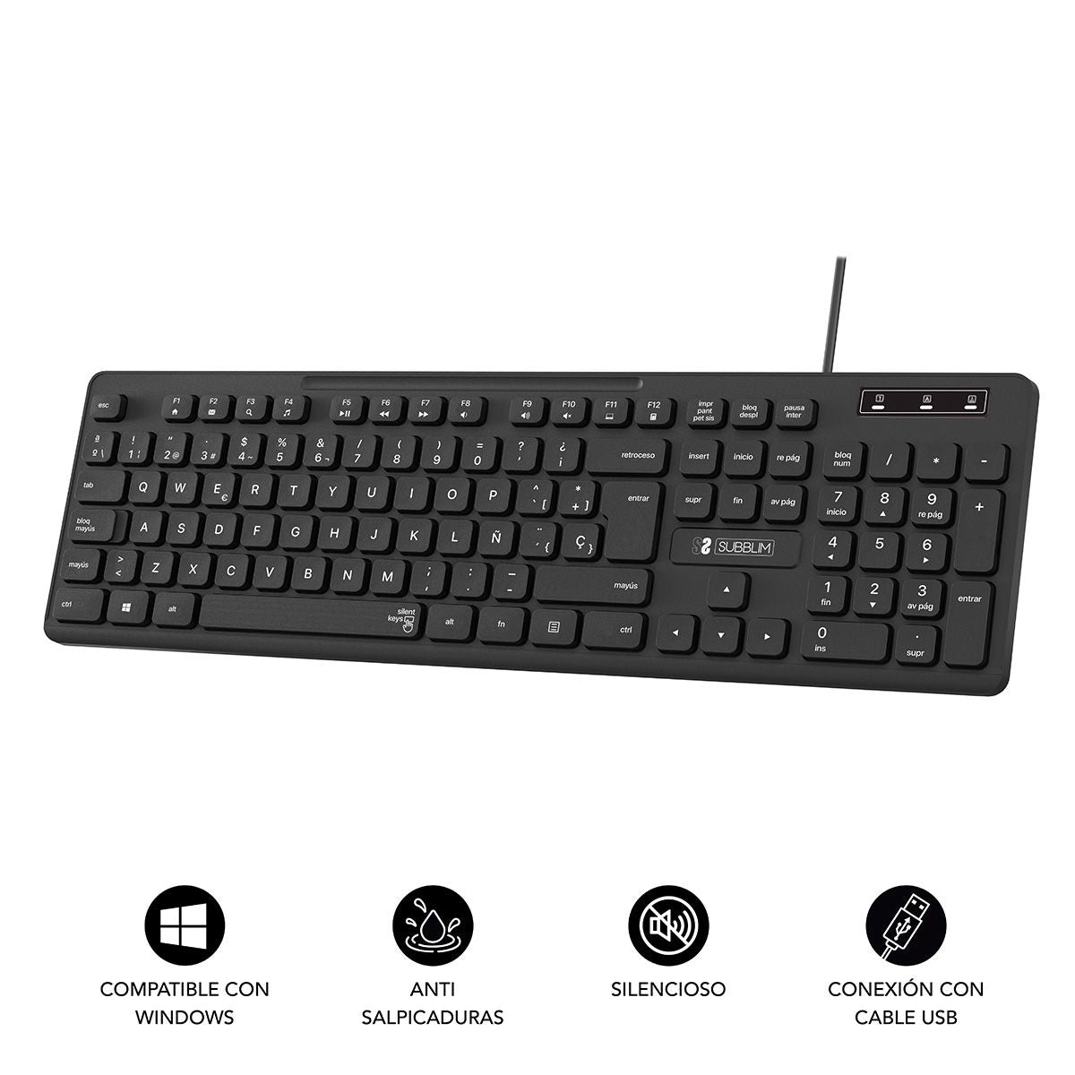 Teclado SUBBLIM Slim Silencioso Negro (SUBKBC-0SSK50)