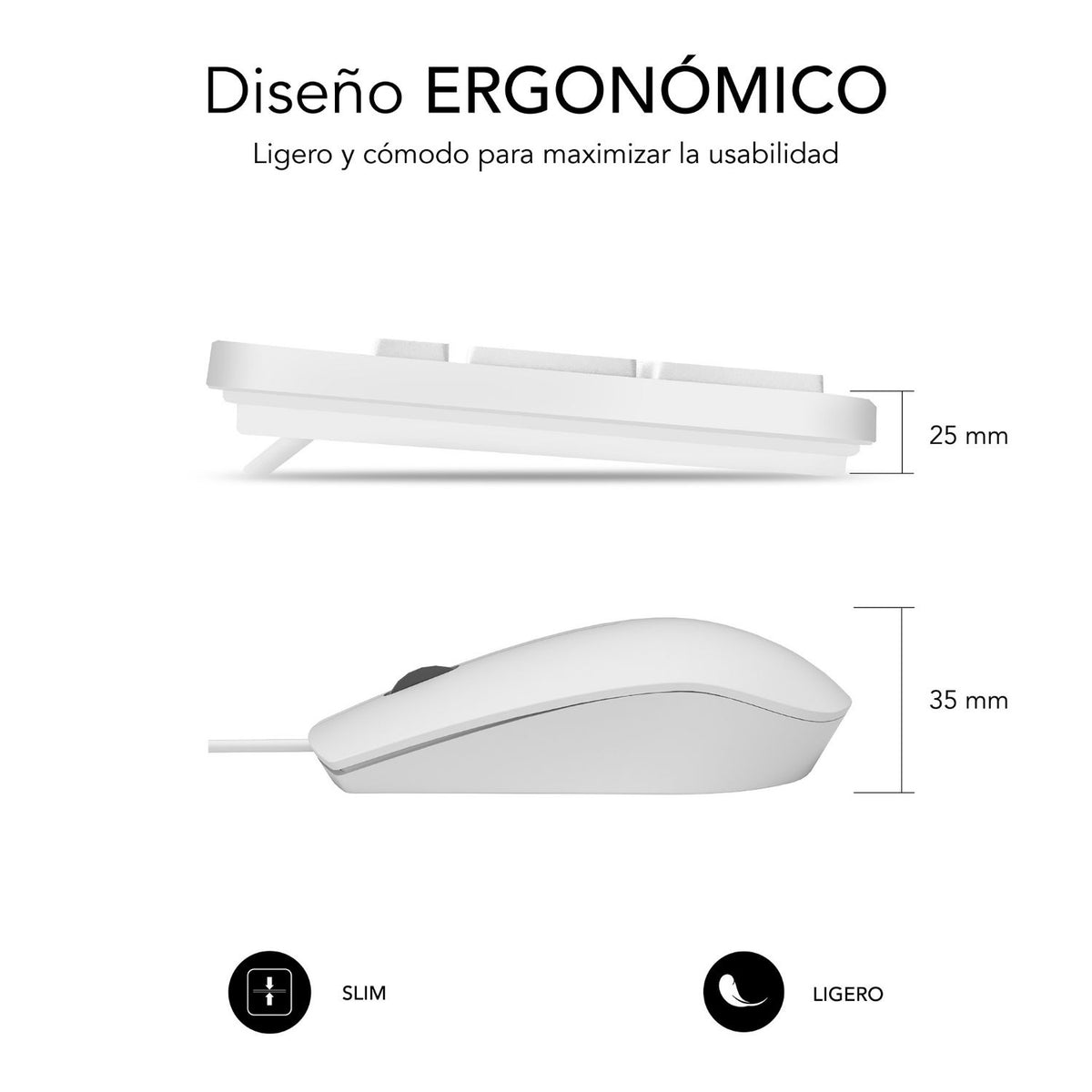 T+Ratón SUBBLIM Business USB-A Blanco (SUBKBC-CSSK02)