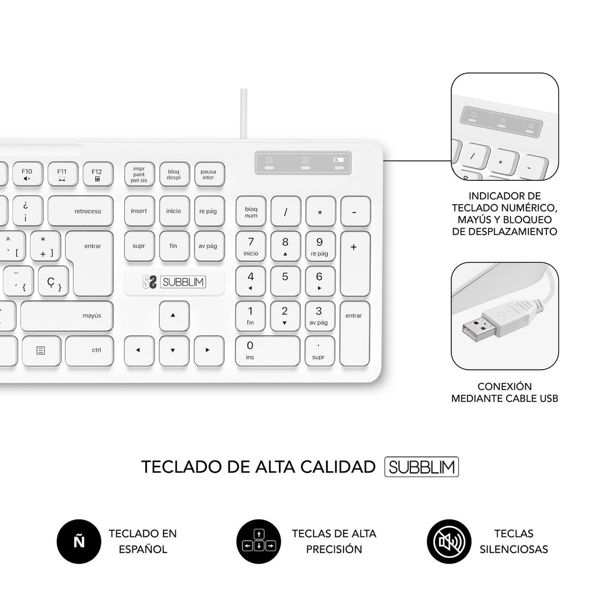 T+Ratón SUBBLIM Business USB-A Blanco (SUBKBC-CSSK02)