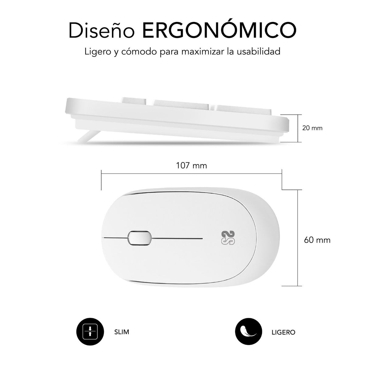 T+Ratón SUBBLIM Business Slim RF Blanco (SUBKBC-CSSW11)