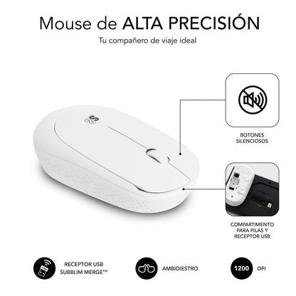 T+Ratón SUBBLIM Business Slim RF Blanco (SUBKBC-CSSW11)