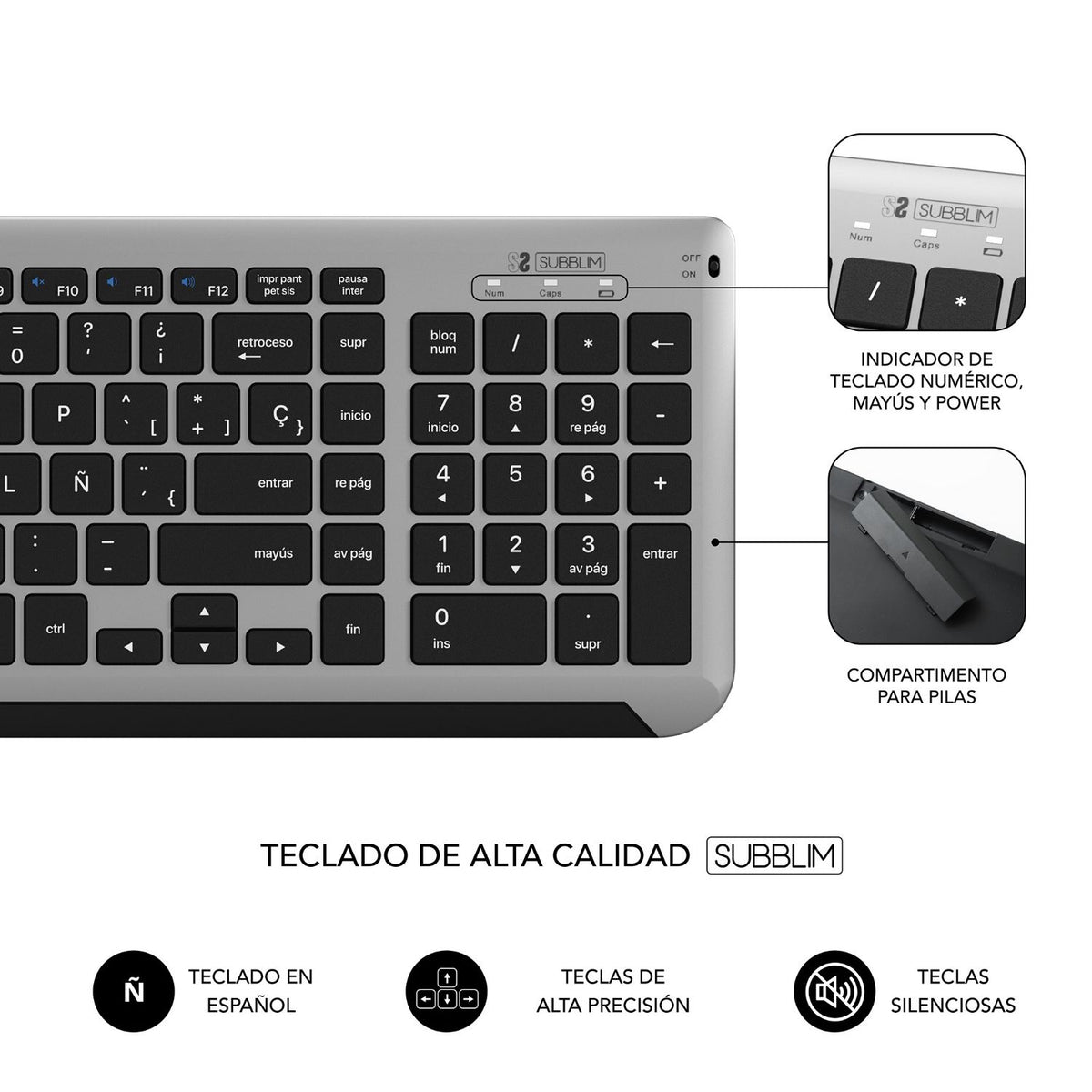 T+Ratón SUBBLIM Dual Prestige Negro/Gris(SUBKBC-DCEP20)