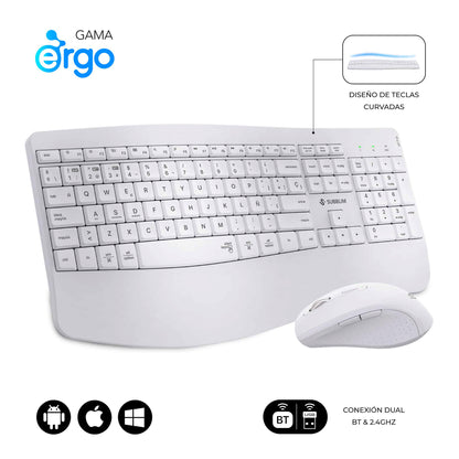 Teclado+Ratón SUBBLIM RF BT Blanco (SUBKBC-DCOPW1)