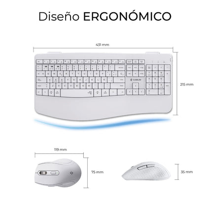 Teclado+Ratón SUBBLIM RF BT Blanco (SUBKBC-DCOPW1)