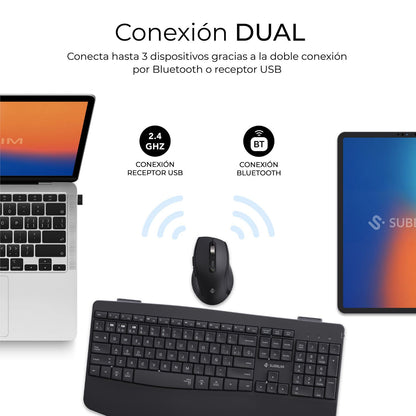 Teclado+Ratón SUBBLIM RF BT Negro (SUBKBC-DCOPW2)