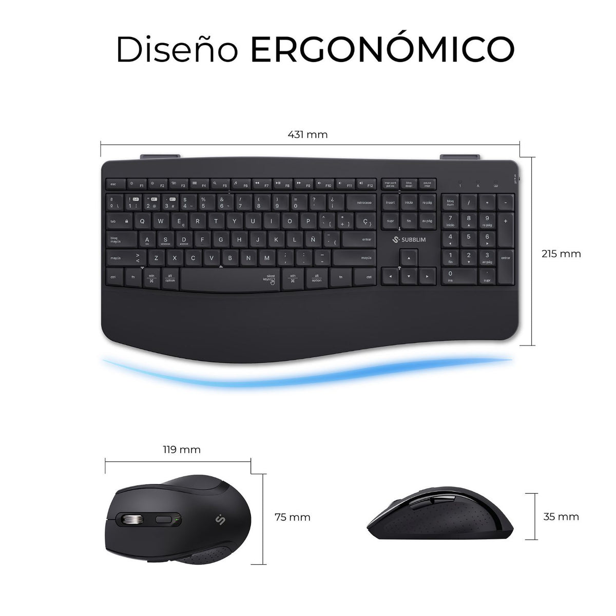 Teclado+Ratón SUBBLIM RF BT Negro (SUBKBC-DCOPW2)