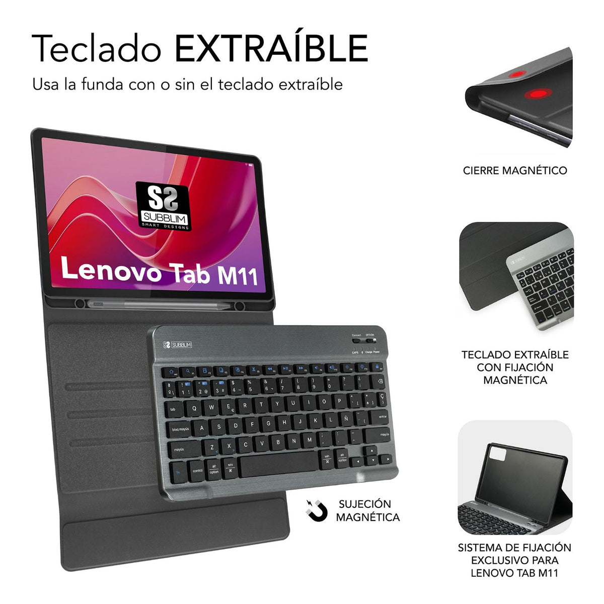 Funda+Teclado SUBBLIM BT Tab M11 Negra