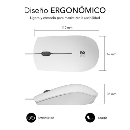 Ratón SUBBLIM Business USB-A Blanco (SUBMO-B2BS002)