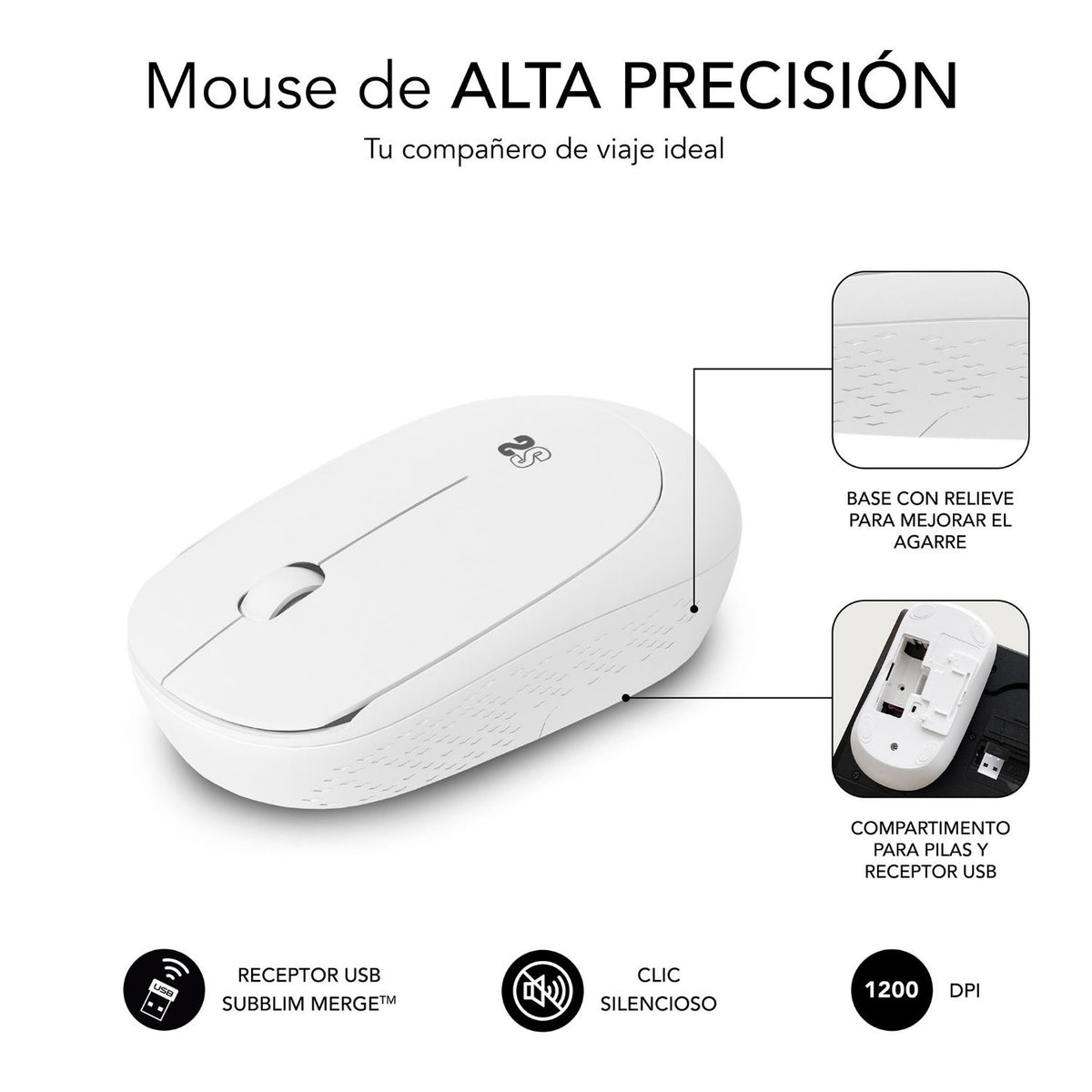 Ratón SUBBLIM Business Plus Blanco (SUBMO-B2SW011)