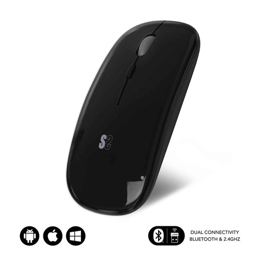 Ratón SUBBLIM RF Óptico BT 1600dpi Negro(SUBMO-DFLAT20)