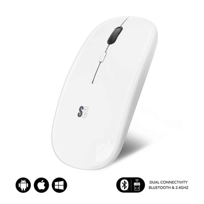 Ratón SUBBLIM Óptico BT 1600dpi Blanco (SUBMO-DFLAT21)