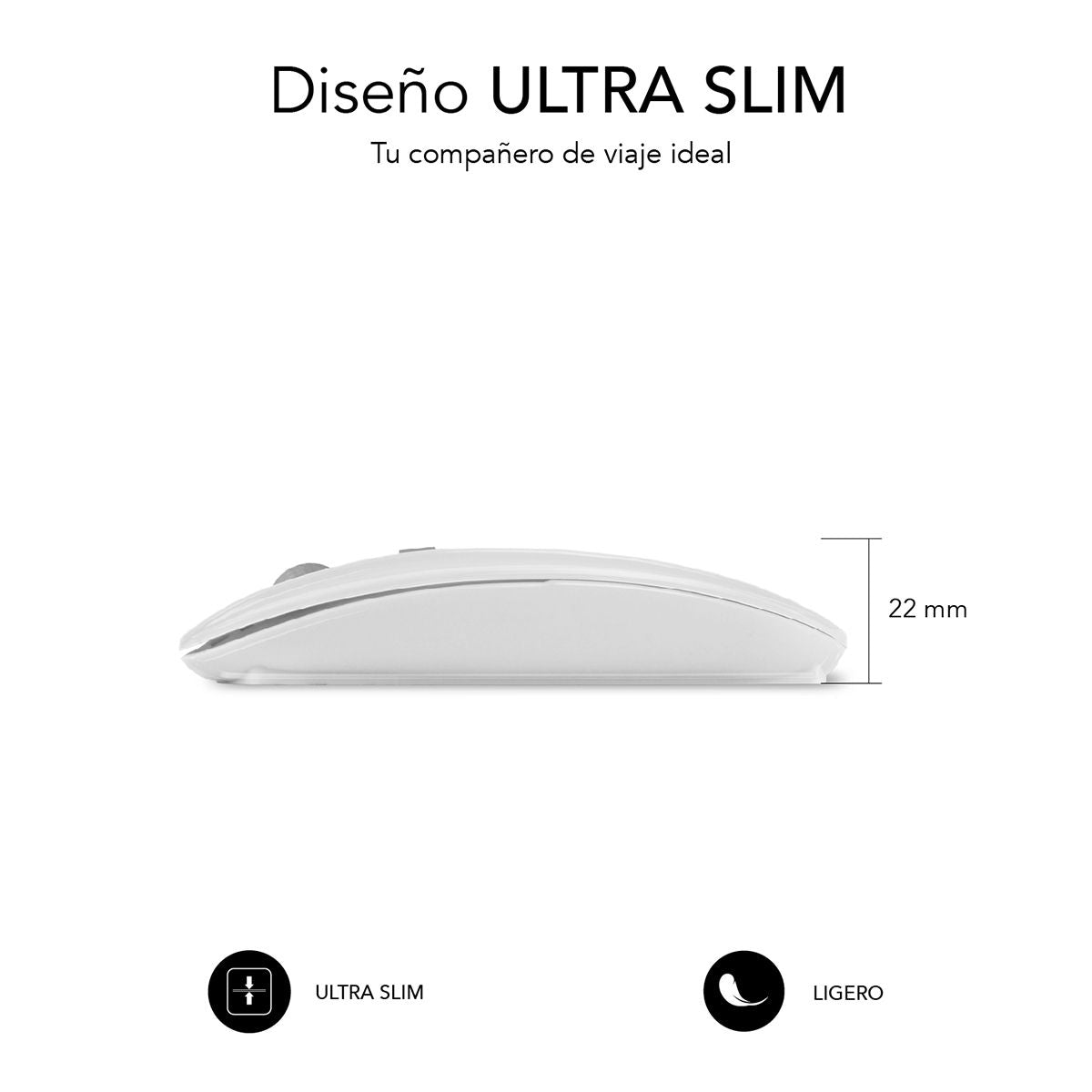 Ratón SUBBLIM Óptico BT 1600dpi Blanco (SUBMO-DFLAT21)