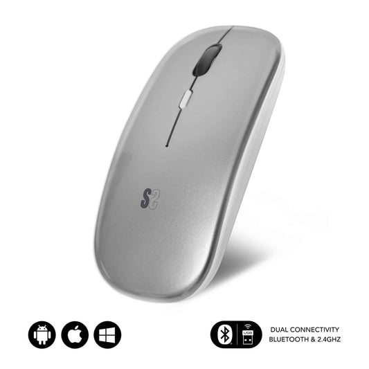 Ratón SUBBLIM Óptico RF BT 1600dp Plata (SUBMO-DFLAT22)