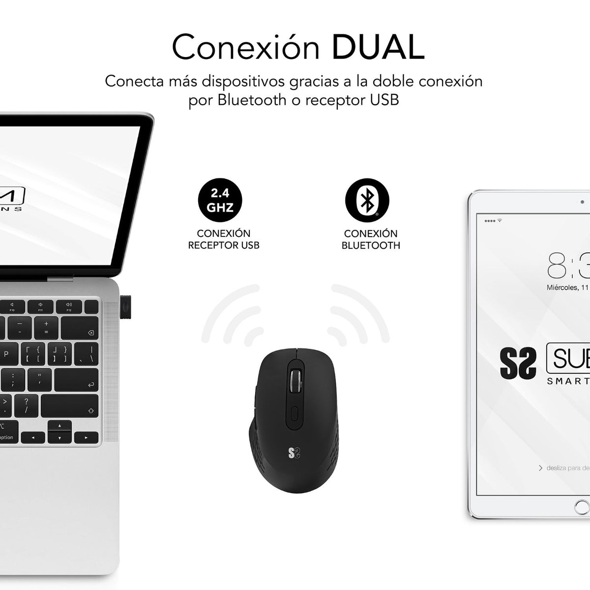 Ratón SUBBLIM Curve Bluetooth Negro (SUBMO-EDCUR01)