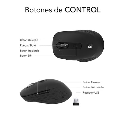 Ratón SUBBLIM Curve Bluetooth Negro (SUBMO-EDCUR01)