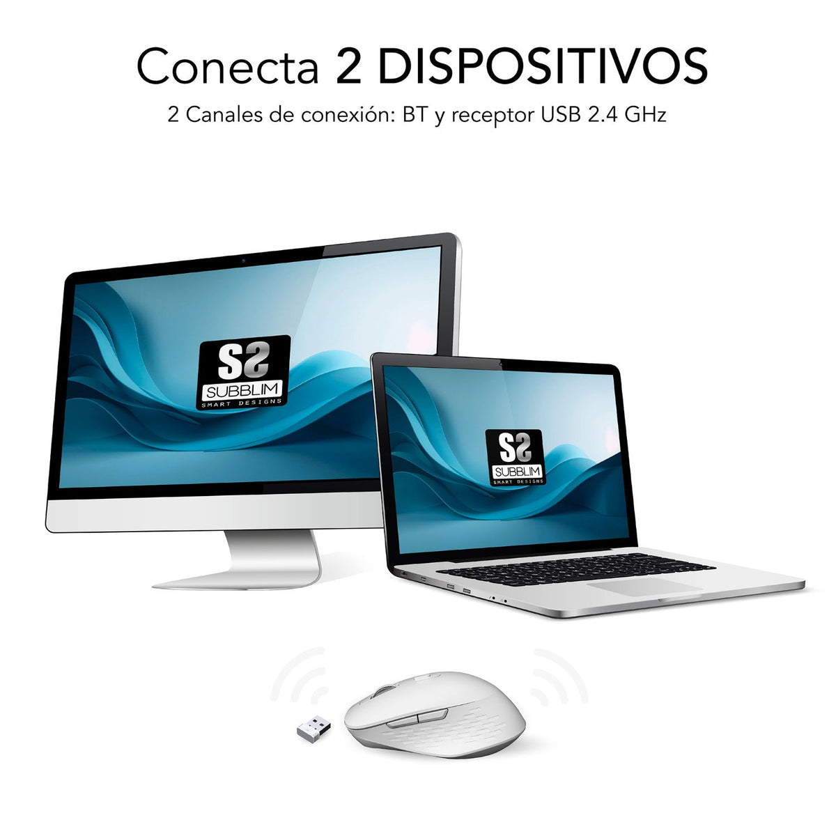 Ratón SUBBLIM Curve Bluetooth Blanco (SUBMO-EDCUR02)