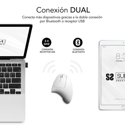 Ratón Vertical SUBBLIM Bluetooth Blanco (SUBMO-EDGVW02)