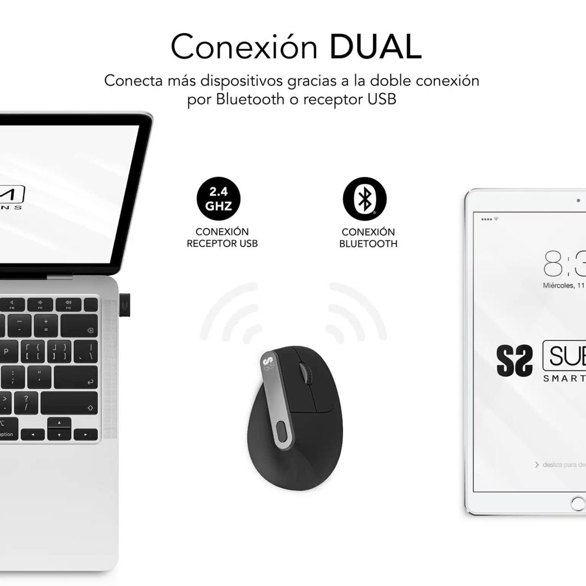 Ratón Vertical SUBBLIM Bluetooth Negro (SUBMO-EDNVW01)